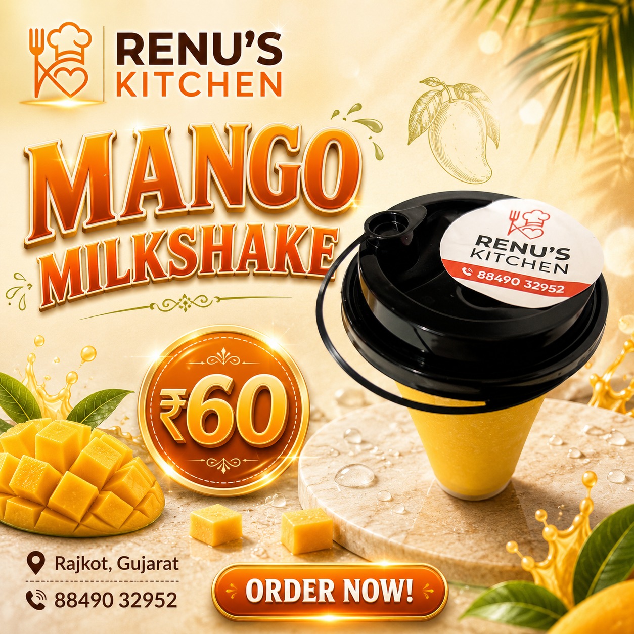 Mango milkshake available at Alpha Plus through DeskDrop