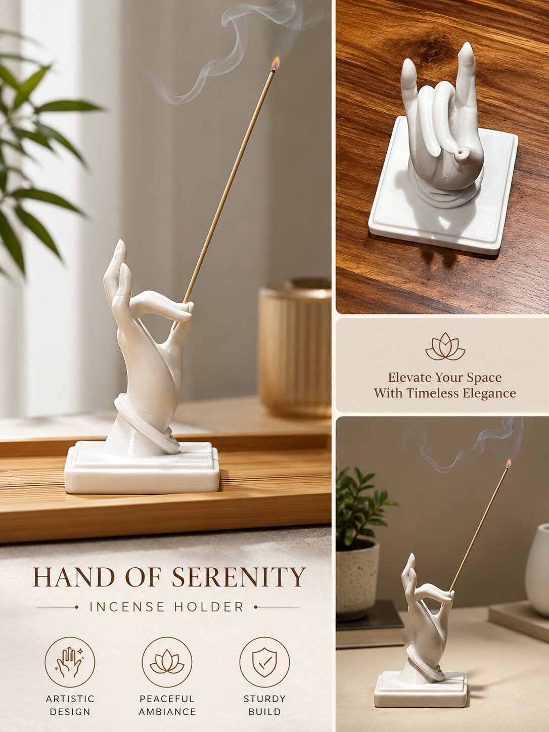 Hand of Serenity Incense Holder available at Infinity through DeskDrop