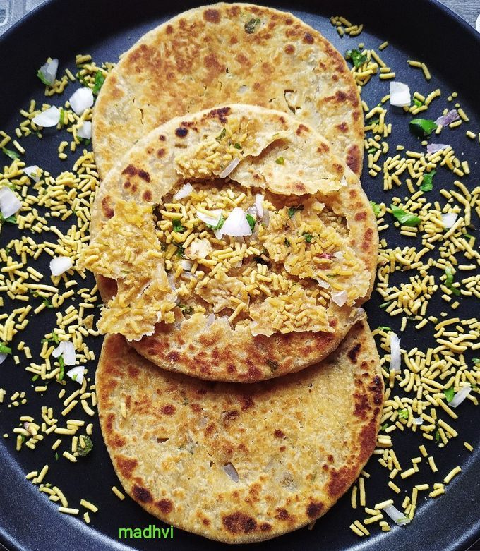 Sev Paratha available at Aaron Spectra through DeskDrop