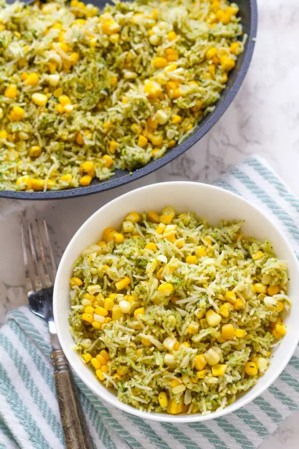 Corn Pesto Rice available at Demo through DeskDrop