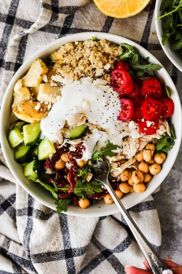 Mediterranean Protein Bowl available at Demo through DeskDrop