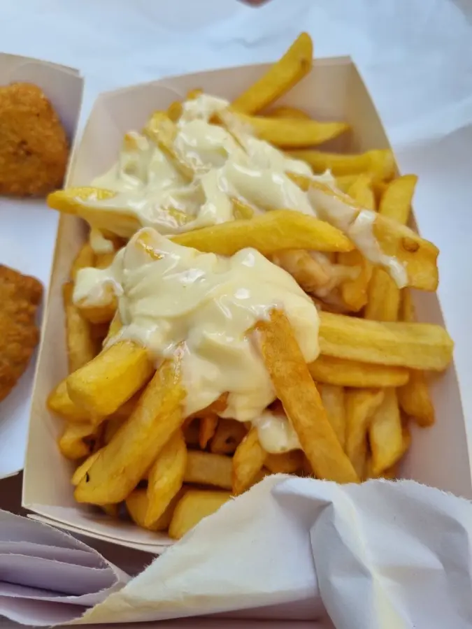 Mayo Cheese Fries available at Aaron Spectra through DeskDrop
